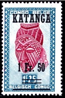 Belgian Congo BE C286 with overprint 'KATANGA' and new value