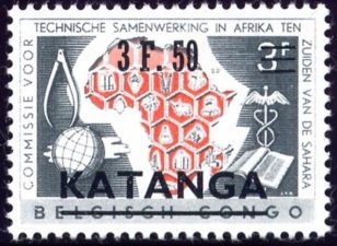 Belgian Congo BE C366 with overprint 'KATANGA' and new value