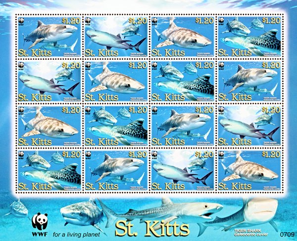 WWF Tiger Shark sheet with 4 sets