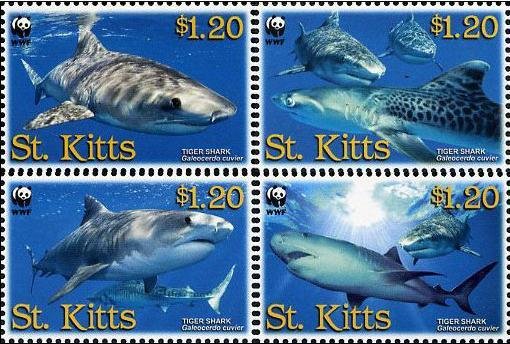 WWF Tiger Shark block of 4