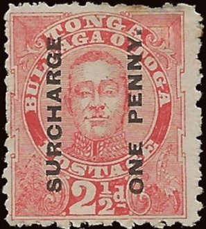 Stamp, Surcharged G or H, Tonga,  