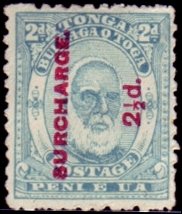 Stamp, Surcharged in Red, Tonga,  