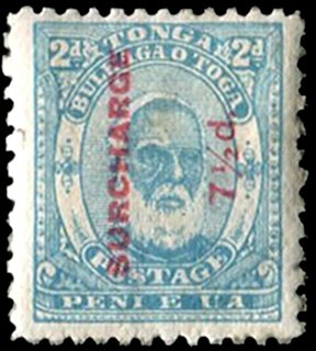 Stamp, Surcharged in Red, Tonga,  
