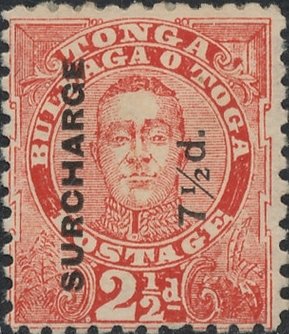 Stamp, Surcharged G or H, Tonga,  