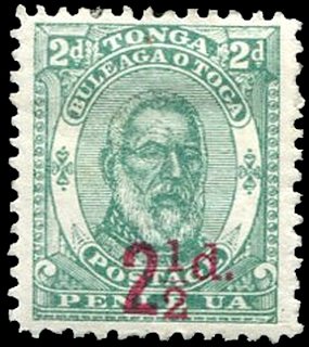 Stamp, Surcharge in Red, Tonga,  