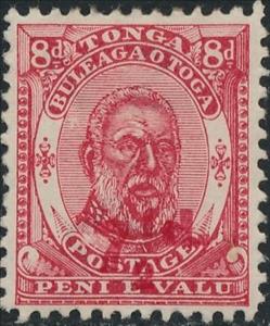 Stamp, Surcharge in Red, Tonga,  