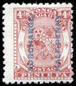 Stamp, Surcharge in Blue,Black, Tonga,  