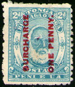 Stamp, Surcharged in Red, Tonga,  