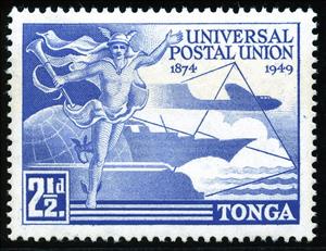 Stamp, Mercury and Emblem, Tonga,  