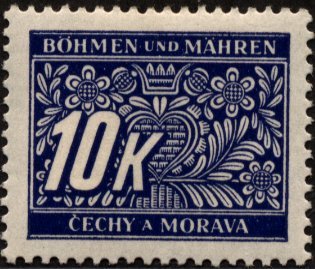 Stamp, Stylized flowers and branches, Bohemia and Moravia,  , Stylized Plants