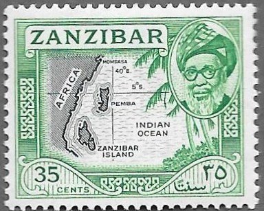 Map showing location of Zanzibar
