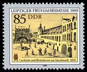Stamp, Old stock exchange at Naschmarket, Germany, Democratic Republic,  