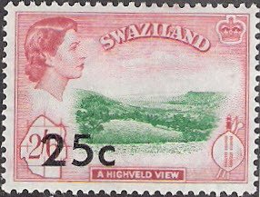 Stamp, Surcharged, Swaziland,  