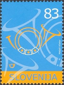 Stamp, Post horn, Slovenia,  , Postal Services