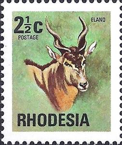 Stamp, Common Eland (Taurotragus oryx), Rhodesia,  , Mammals, Antelopes, Animals (Fauna)