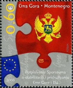 Flags of Montenegro and EU
