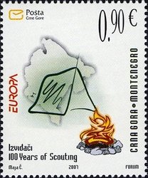 Stamp, 100 years of Scouting, Montenegro,  , C.E.P.T.