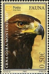 Stamp, Golden Eagle (Aquila chrysaetos), Montenegro,  , Birds, Birds of Prey, Animals (Fauna)