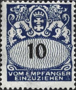 Stamp, Face value in an oval frame, Free City of Danzig,  