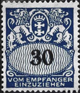 Stamp, Face value in an oval frame, Free City of Danzig,  