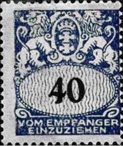 Stamp, Face value in an oval frame, Free City of Danzig,  