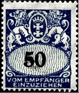 Stamp, Face value in an oval frame, Free City of Danzig,  