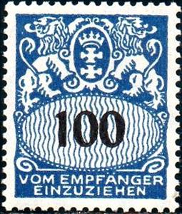 Stamp, Face value in an oval frame, Free City of Danzig,  