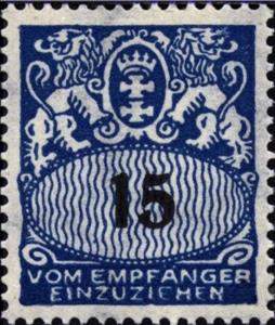 Stamp, Face value in an oval frame, Free City of Danzig,  