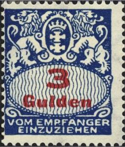 Stamp, Face value in an oval frame, Free City of Danzig,  