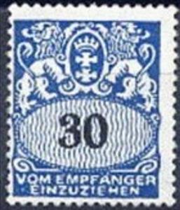 Stamp, Face value in an oval frame, Free City of Danzig,  