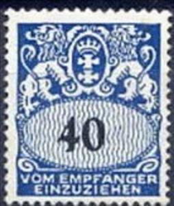 Stamp, Face value in an oval frame, Free City of Danzig,  