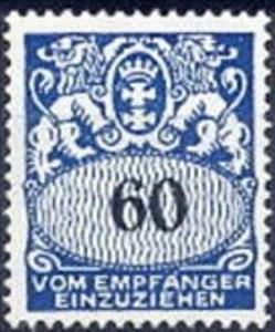 Stamp, Face value in an oval frame, Free City of Danzig,  