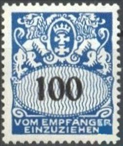 Stamp, Face value in an oval frame, Free City of Danzig,  
