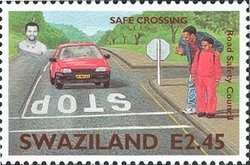 Stamp, Safe crossing, Swaziland,  
