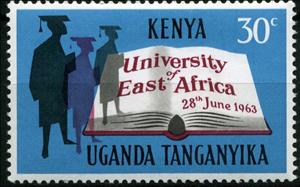 Stamp, Scholars and open book, East African Community,  , Books, Schools, Education, Universities