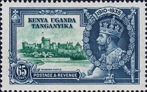 Stamp, Windsor castle and George V, East African Community,  