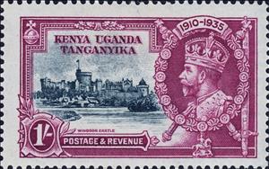 Stamp, Windsor castle and George V, East African Community,  