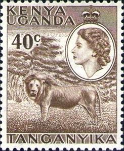 Stamp, Lion (Panthera leo), East African Community,  , Heads of State, Лев, Queens, Animals (Fauna)