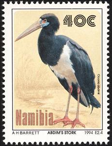 Stamp, Abdim's Stork (Ciconia abdimii), Namibia,  , Birds, Storks