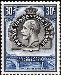 Stamp, Jinja Bridge and King George V, East African Community,  , Heads of State, Bridges, Kings