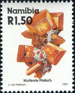 Stamp, Wulfenite, Namibia,  , Minerals