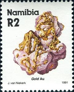 Stamp, Gold, Namibia,  , Minerals
