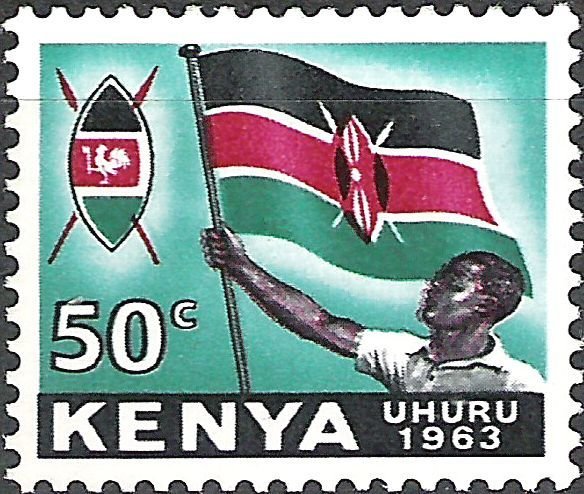 Native with flag, national emblem