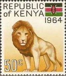Stamp, Lion (Panthera leo), Kenya,  , Mammals, Лев, Animals (Fauna)