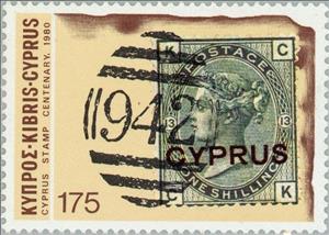 Stamp, Postmark 942 (Larnaca) on 1s British stamp, Cyprus,  , Heads of State, Stamps, Philately, Queens, Anniversaries and Jubilees