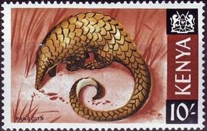 Stamp, Giant Pangolin (Manis gigantea), Kenya,  , Mammals, Animals (Fauna)
