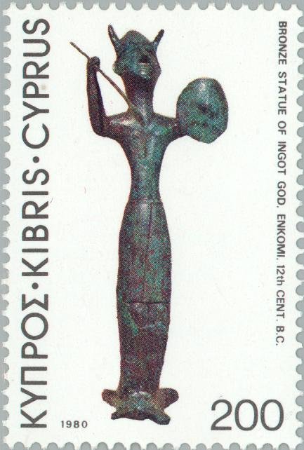 Bronze statue of Ingot God, Engomi, 12th cent. B.C.