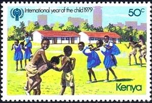 Stamp, Children on school playground, Kenya,  
