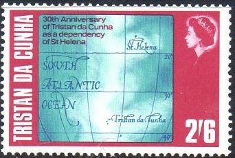 Stamp, Map showing locations of St. Helena and Tristan, Tristan da Cunha,  