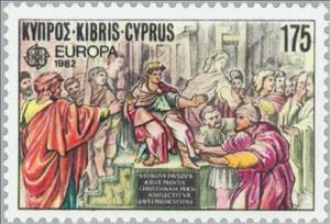 Stamp, EUROPA/CEPT 1982 - Conversion of Sergios Pavlos to Christian, Cyprus,  , Postal Services, Postal Unions, European Union, C.E.P.T., Europe, Anniversaries and Jubilees